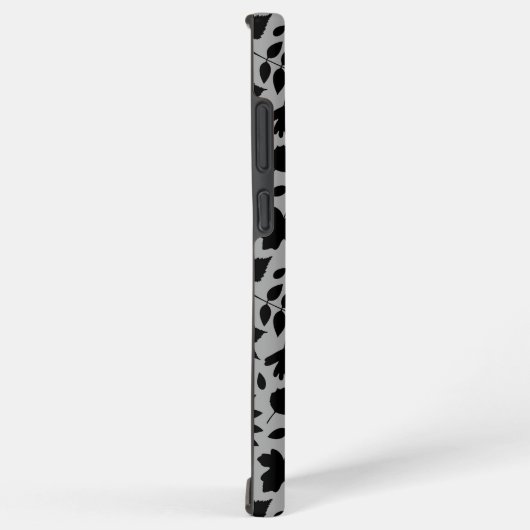 Gevallen bladeren Patroon zwart op grijs Samsung Galaxy Hoesje (Rechterkant)