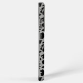 Gevallen bladeren Patroon zwart op grijs Samsung Galaxy Hoesje (Rechterkant)