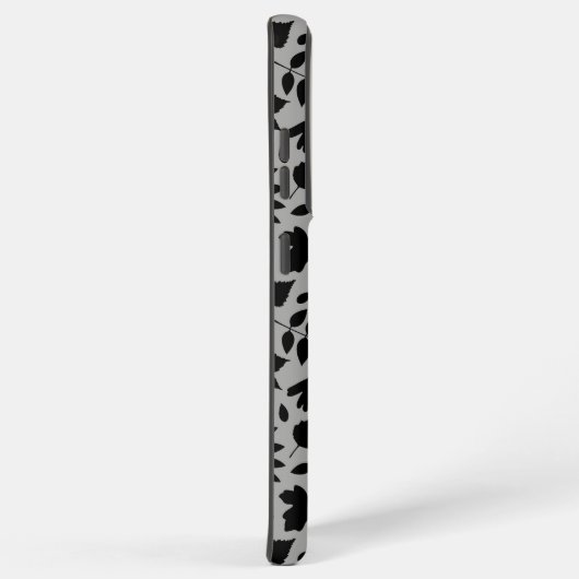 Gevallen bladeren Patroon zwart op grijs Samsung Galaxy Hoesje (Rechterkant)