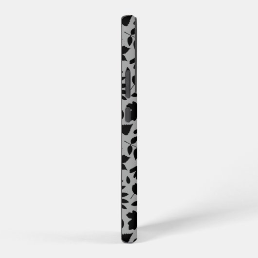 Gevallen bladeren Patroon zwart op grijs Samsung Galaxy Hoesje (Rechterkant)