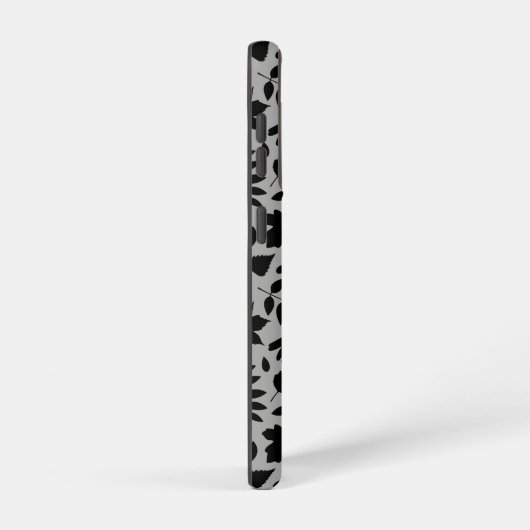 Gevallen bladeren Patroon zwart op grijs Samsung Galaxy Hoesje (Rechterkant)