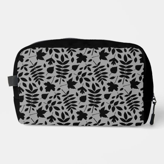 Gevallen bladeren Patroon zwart op grijs Toilettasje (Voorkant)