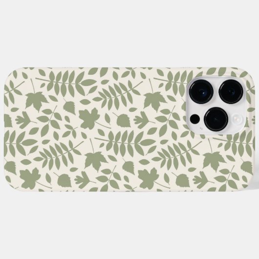 Gevallen bladeren Rpt Patroon Groen op Cream Case-Mate iPhone Case (Achterkant (horizontaal))