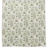 Gevallen bladeren Rpt Patroon Groen op Cream Douchegordijn (Voorkant)