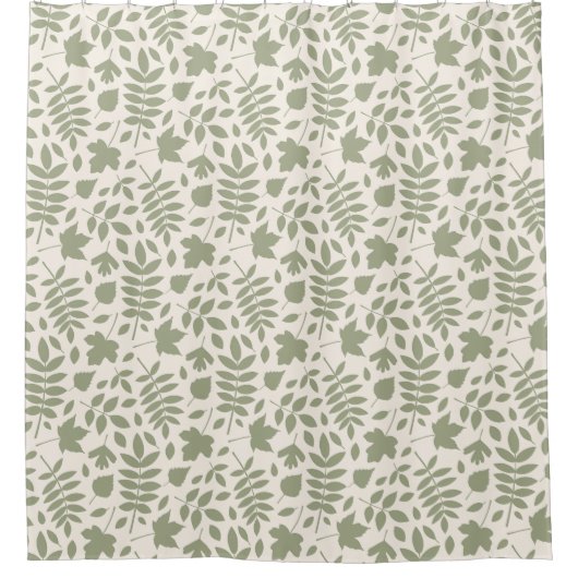 Gevallen bladeren Rpt Patroon Groen op Cream Douchegordijn (Voorkant)