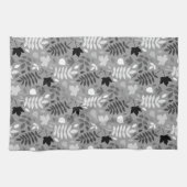 Gevallen bladeren RPT Patroon Monochrome op Grijs Theedoek (Horizontaal)