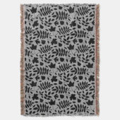 Gevallen bladeren RPT Patroon Zwart op Grijs Deken (Voorkant Verticaal)