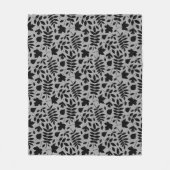 Gevallen bladeren RPT Patroon Zwart op Grijs Fleece Deken (Voorkant)