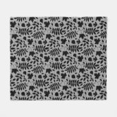 Gevallen bladeren RPT Patroon Zwart op Grijs Fleece Deken (Voorkant (Horizontaal))