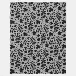 Gevallen bladeren RPT Patroon Zwart op Grijs Fleece Deken