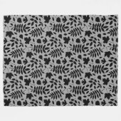 Gevallen bladeren RPT Patroon Zwart op Grijs Fleece Deken (Voorkant (Horizontaal))