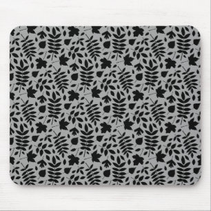Gevallen bladeren RPT Patroon Zwart op Grijs Muismat