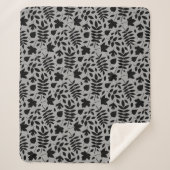 Gevallen bladeren RPT Patroon Zwart op Grijs Sherpa Deken (Voorkant)