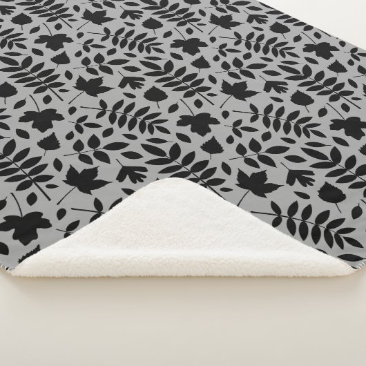 Gevallen bladeren RPT Patroon Zwart op Grijs Sherpa Deken (3/4)