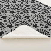 Gevallen bladeren RPT Patroon Zwart op Grijs Sherpa Deken (3/4)