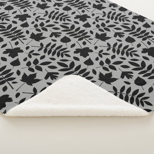 Gevallen bladeren RPT Patroon Zwart op Grijs Sherpa Deken (3/4)