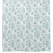Gevallen bladeren RPT Pattern LT Blauwgroen op wit Douchegordijn (Voorkant)