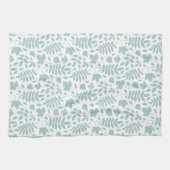 Gevallen bladeren RPT Pattern LT Blauwgroen op wit Theedoek (Horizontaal)