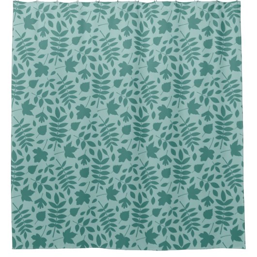 Gevallen bladeren RPT Pattern Mid op LT Blauwgroen Douchegordijn (Voorkant)