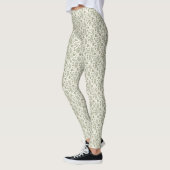 Gevallen bladeren SML Patroon Groen op Crème Leggings (Links)