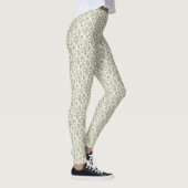 Gevallen bladeren SML Patroon Groen op Crème Leggings (Rechts)