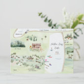 Gevallen Bladmeer | Huwelijkskaart Reisschema Kaart (Staand voorkant)