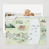 Gevallen Bladmeer | Huwelijkskaart Reisschema Kaart (Voorkant / Achterkant)