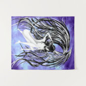 Gevallen engel blauw monochroom wandkleed (Voorkant (horizontaal))