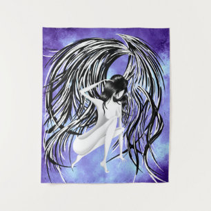 Gevallen engel blauw monochroom wandkleed