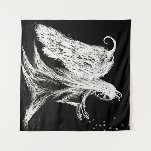 gevallen engel demon schetst moderne kunst zwart wandkleed (Voorkant (horizontaal))