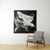 gevallen engel demon schetst moderne kunst zwart wandkleed (In Situ (horizontaal))