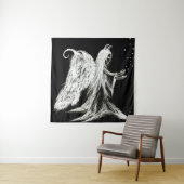 gevallen engel demon schetst moderne kunst zwart wandkleed (In situ)