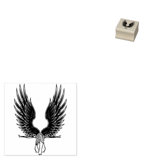 Gevallen Engel Vrouw Originele Kunst Rubberstempel (Gestempeld)