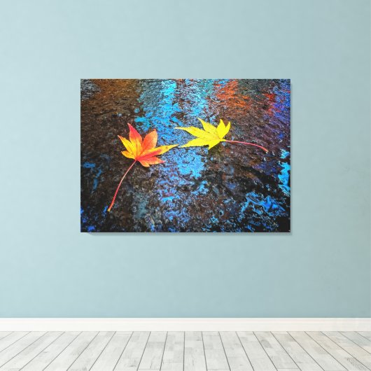 Gevallen esdoornbladeren canvas afdruk (Insitu (Houten vloer))