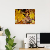 Gevallen esdoornbladeren geel herfst natuur poster (Thuiskantoor)