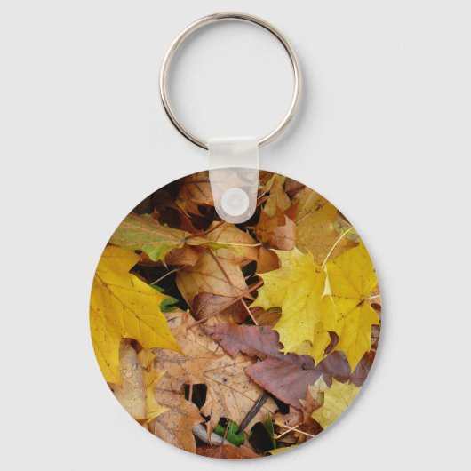 Gevallen esdoornbladeren geel herfst natuur sleutelhanger (Voorkant)