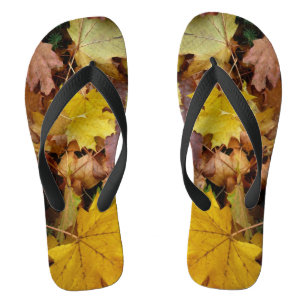 Gevallen esdoornbladeren geel herfst natuur teenslippers