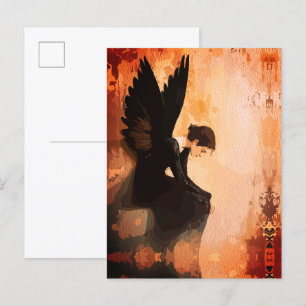 Gevallen Genade – Melancholische Engelreflectie Briefkaart