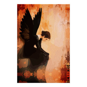Gevallen Genade – Melancholische Engelreflectie Perfect Poster