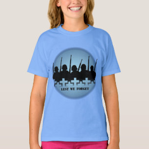 Gevallen Soldaten Meisjes T-shirts Lest We Forget 