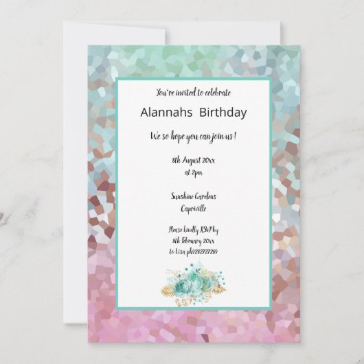 Gevallen van gepixelleerde droom Aqua Floral Kaart (Voorkant)