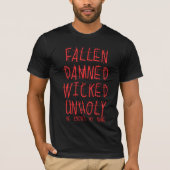 Gevallen vervloekte goddeloze religieuze ontwerpen t-shirt (Voorkant)