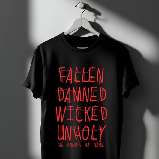 Gevallen vervloekte goddeloze religieuze ontwerpen t-shirt