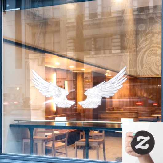 Gevallen Witte Engelenvleugels Raamsticker (Cafe Raam)