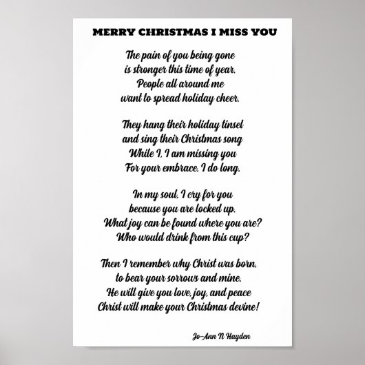 GEVANGEN GELIEFD EEN KERSTGEDICHT POSTER (Voorkant)