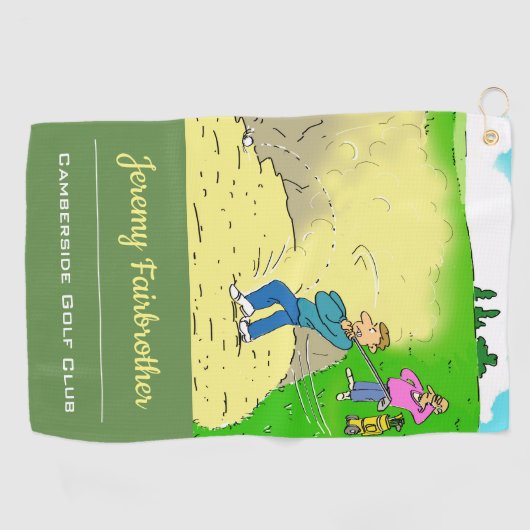 Gevangen in een bunker - Funny Golf Cartoon Golfhanddoek (Horizontaal)