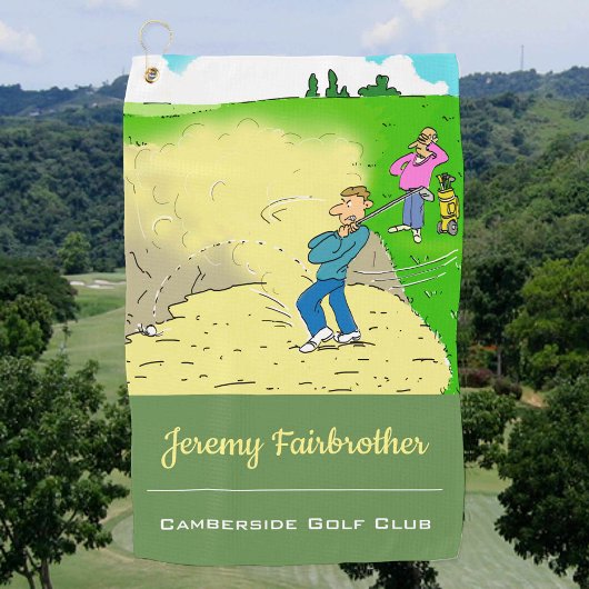Gevangen in een bunker - Funny Golf Cartoon Golfhanddoek