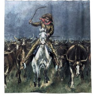 Gevangen in een Stampede Westerse Kunst door Frede Douchegordijn