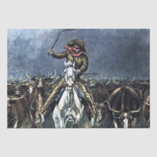 Gevangen in een Stampede Westerse Kunst door Frede Tissuepapier