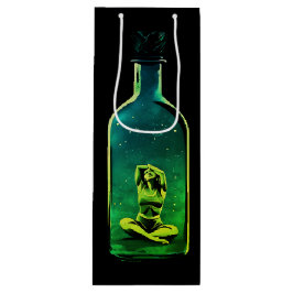 Gevangen in groene en paarse tinten wijn cadeautas